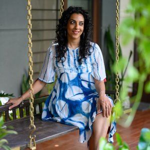 Asymmetric Shibori Dress